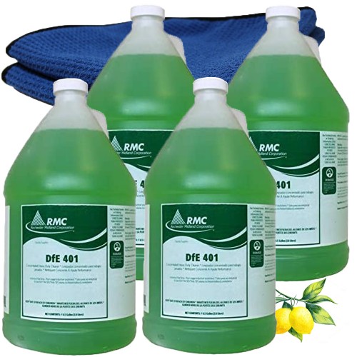 RMC DfE 401 Biozyme Degreaser Cleaner 4 Gallons + 2 microfiber cloths